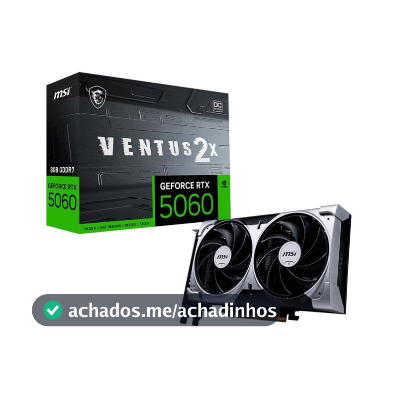 Placa de vídeo NVIDIA GeForce MSI RTX5060 8GB VENTUS 2X OC Blackwell - 912-V537-017