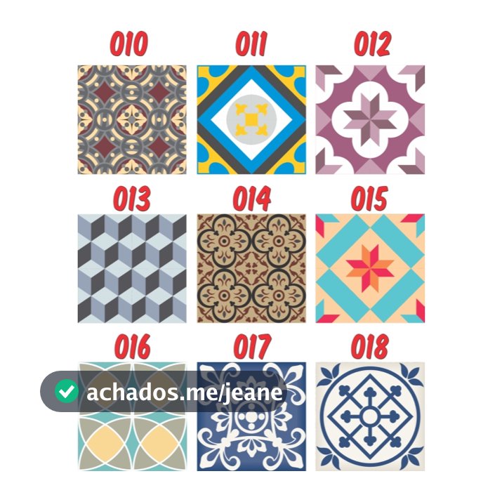 Kit 10 unidades Adesivo de Azulejo Decorativo Moderno Retrô Diversos Modelos 15 x 15 cm AZU 010