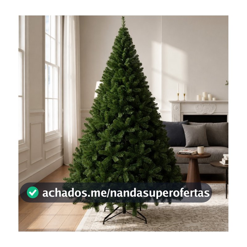 Árvore de Natal Pinheiro Luxo Cheia Premium 1.80m 700 Galhos Verde Escuro PVC Alta Qualidade Base de Ferro