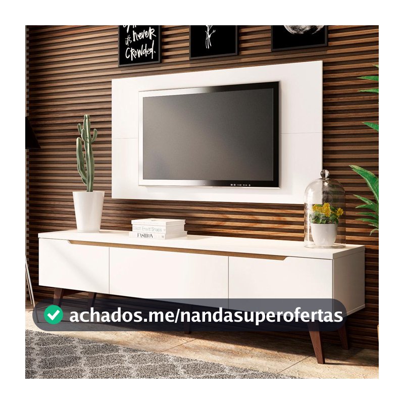 Rack Madesa Reims e Painel para TV até 55 Polegadas 2 Portas e 1 Gaveta - Branco