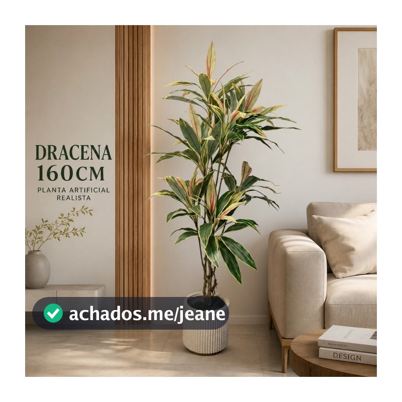 Dracena Artificial 160cm Planta Decorativa Realista com Vaso de Sustentação