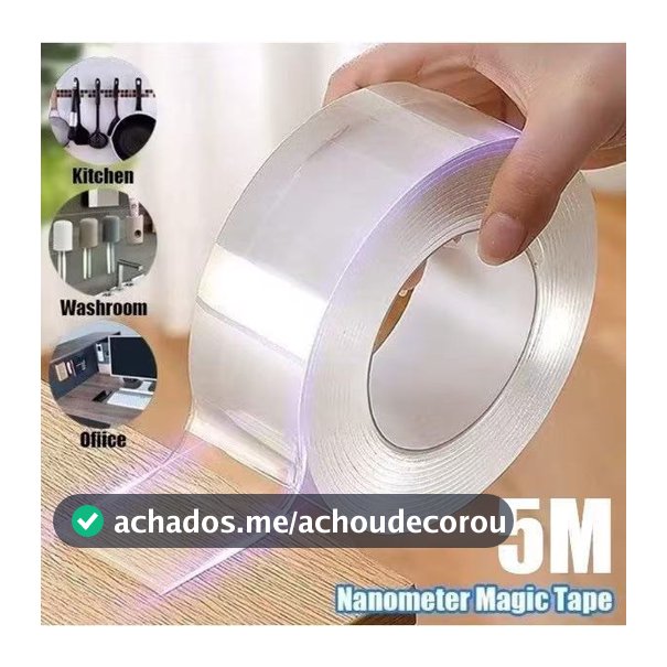 Fita Dupla Face Extra Forte Transparente NanoGel Silicone Mágica Adesiva Cola na Parede Móvel Porta