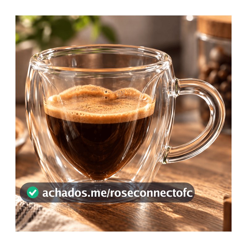Kit Xícara de Vidro Parede Dupla Formato Coração Caneca 60ml 2x 4x 6x unidades