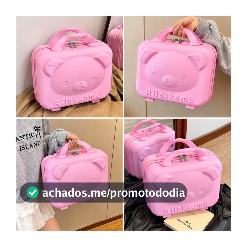 Mini Frasqueira Infantil Rígida Ursinho 3D Alto-Relevo Necessaire Organizador