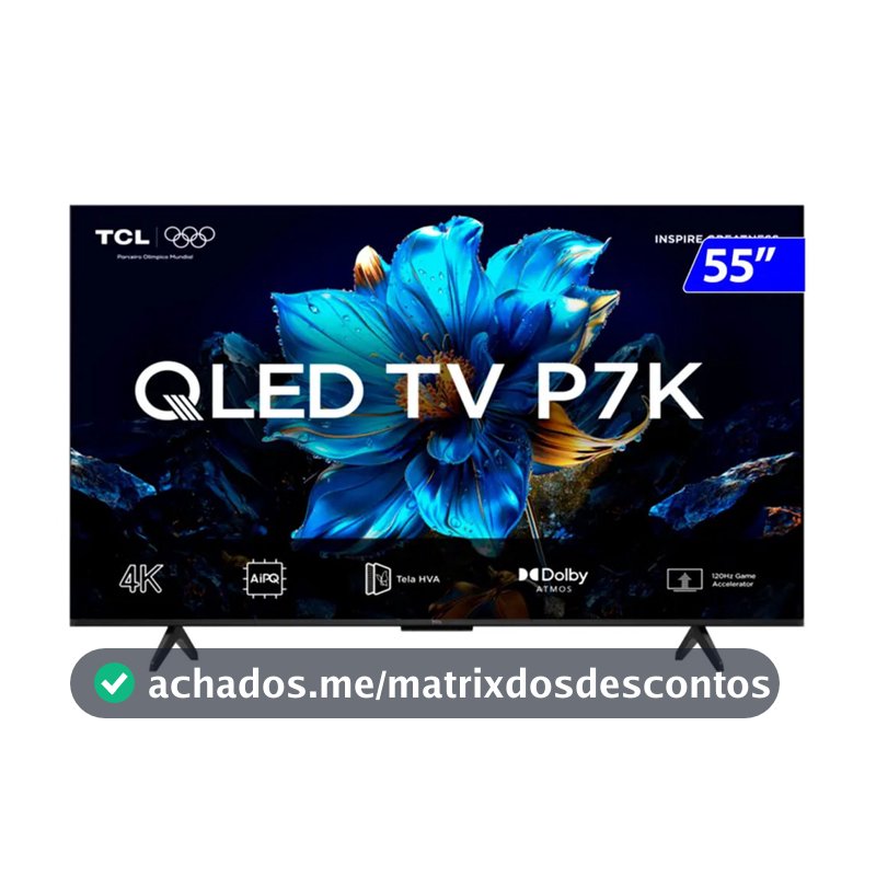 Smart TV TCL QLED 55 Polegadas 4K Comando de Voz 55P7K