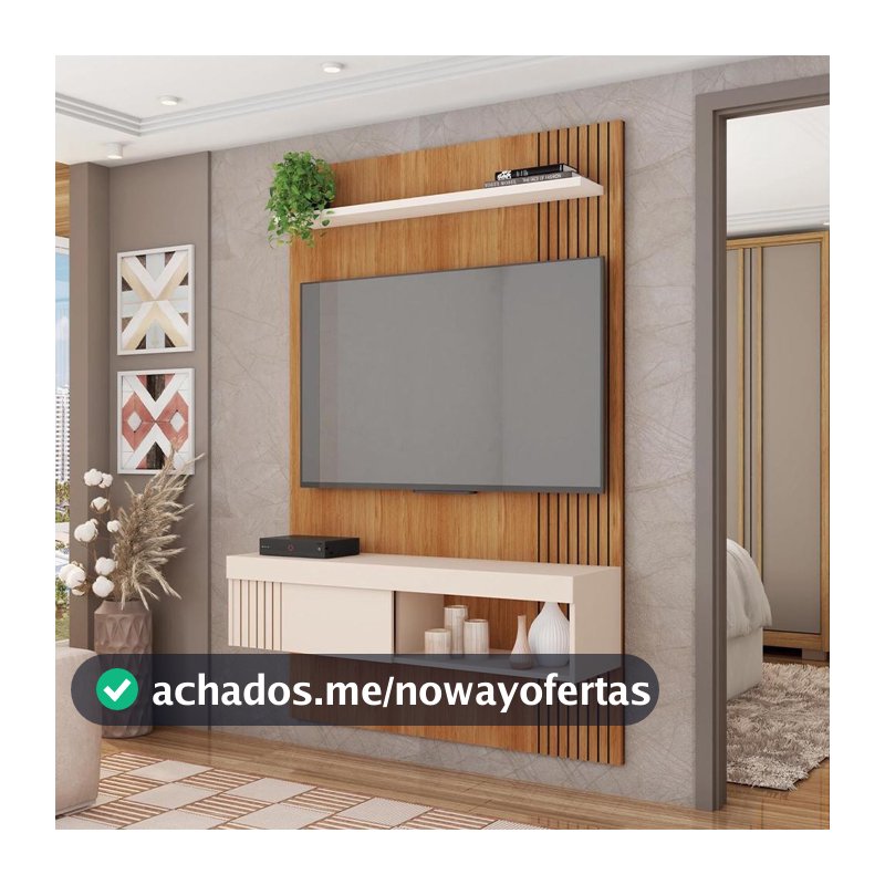 Painel Para TV Até 45 Polegadas Moon Caemmun Freijó Off White