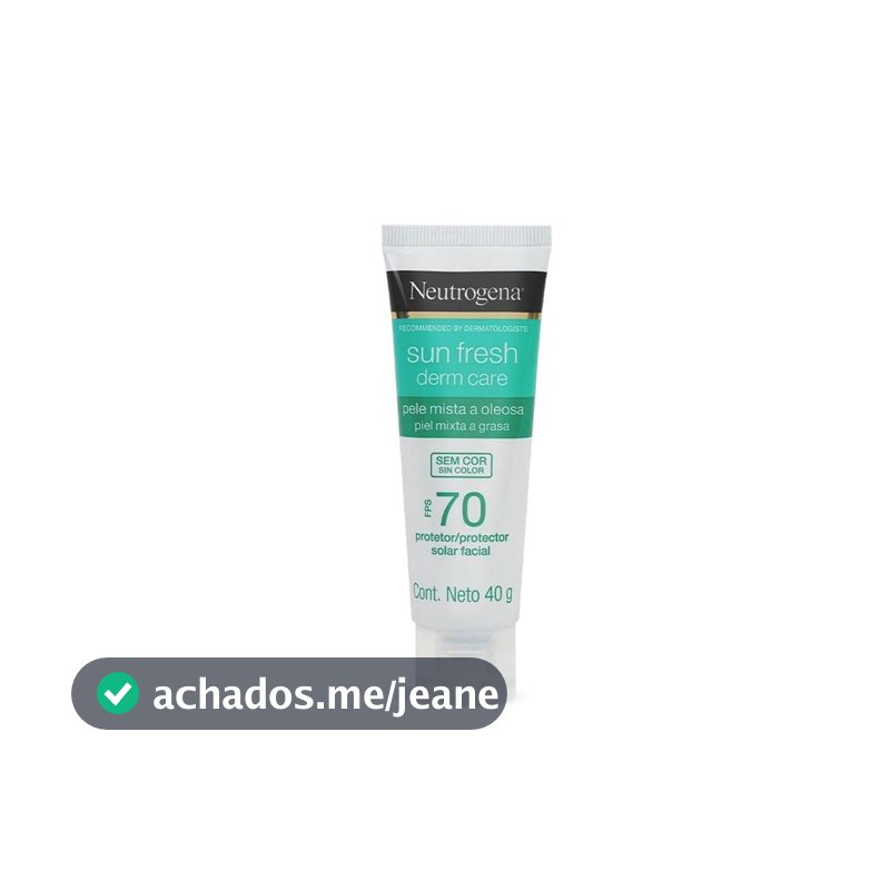 Protetor Solar Facial Pele Oleosa Neutrogena Sun Fresh Derm Care sem Cor FPS70 40g