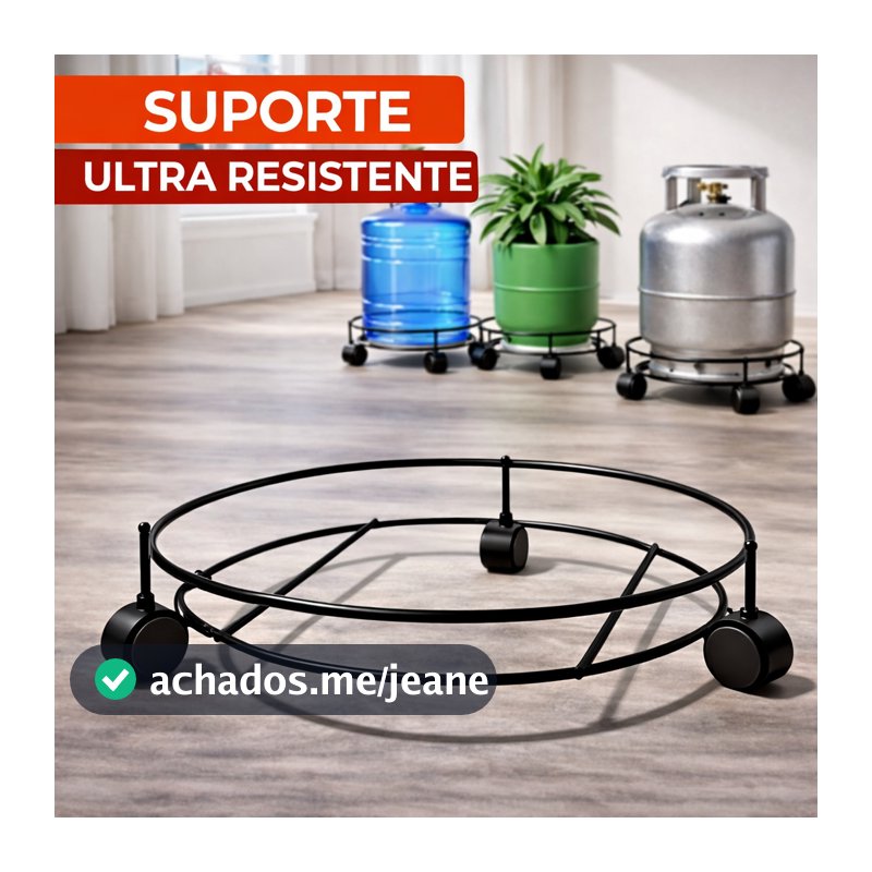 Suporte Botijão de Gás com rodinhas reforçado de ferro Bujão Carrinho Vasos Plantas Galão de agua Aço