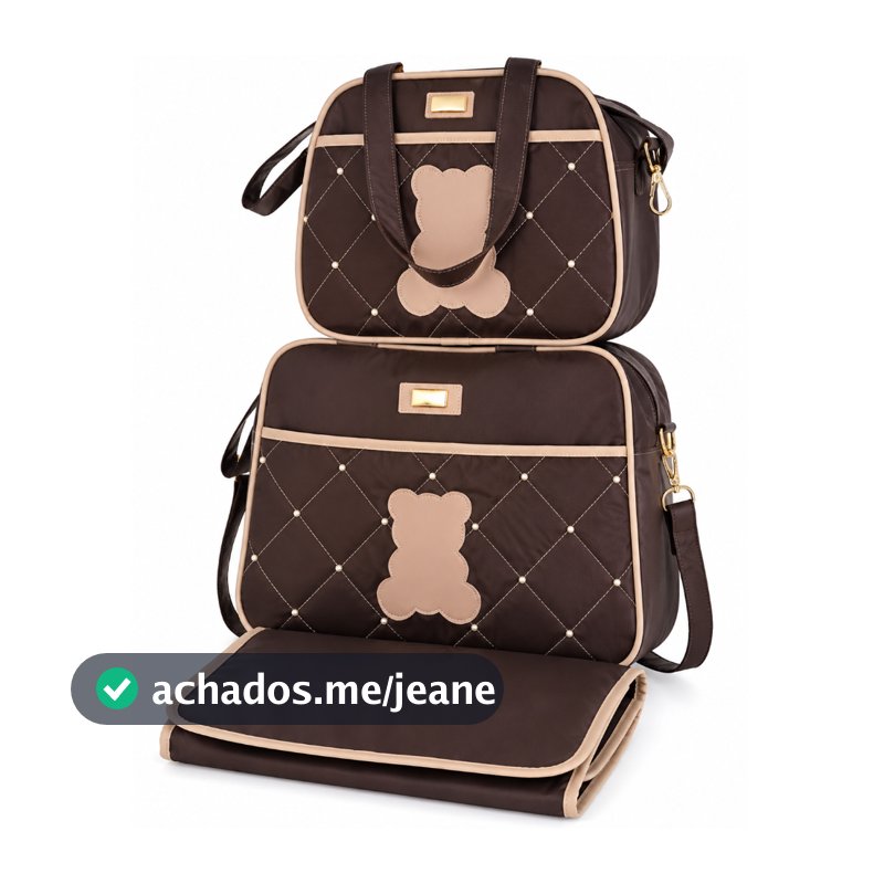 Bolsa Maternidade Menino e Menina Kit 3 Peças Trocador Conjunto Mamãe Bebê Bolsas Mala Saída Maternidade C/ Detalhe Urso