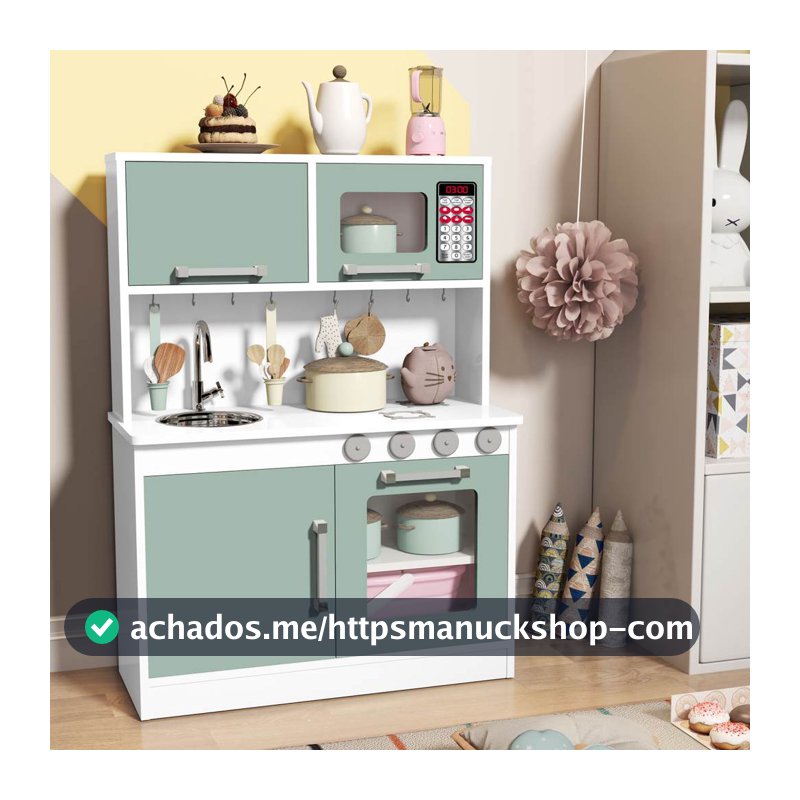 Cozinha Infantil de Brinquedo 100% Mdf Valentina 2 Cores Com Torneira E Pia