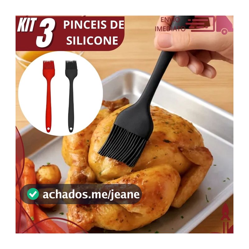 3/2/1 Pincel Culinário de Silicone Premium para Untar Formas Cozinhar e Confeitar Receitas