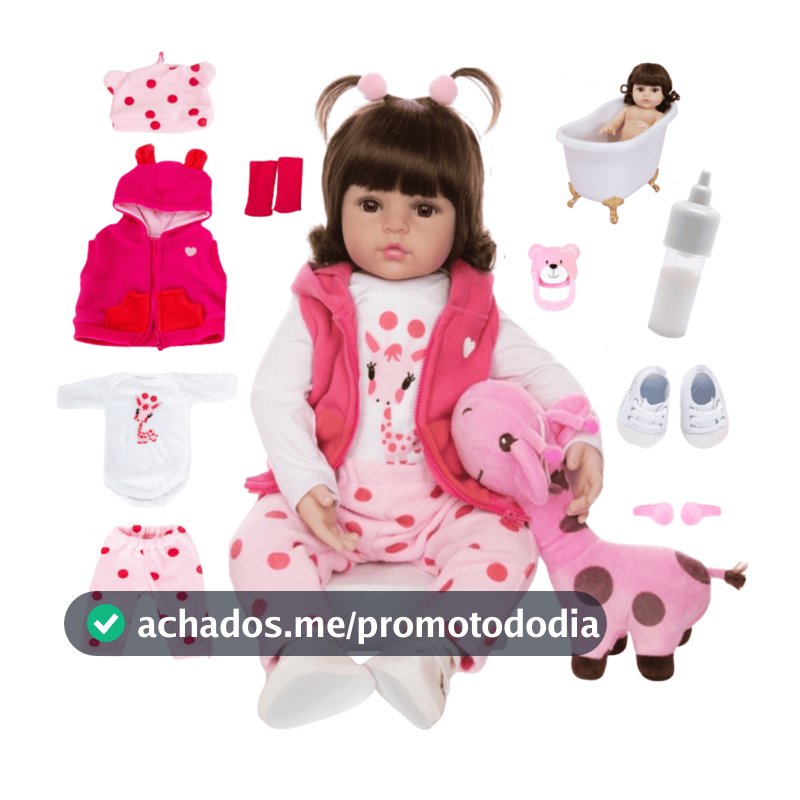 Boneca Reborn Bebê Girafinha Luxo Original Realista de Silicone Menina Pode Dar Banho Envio Imediato