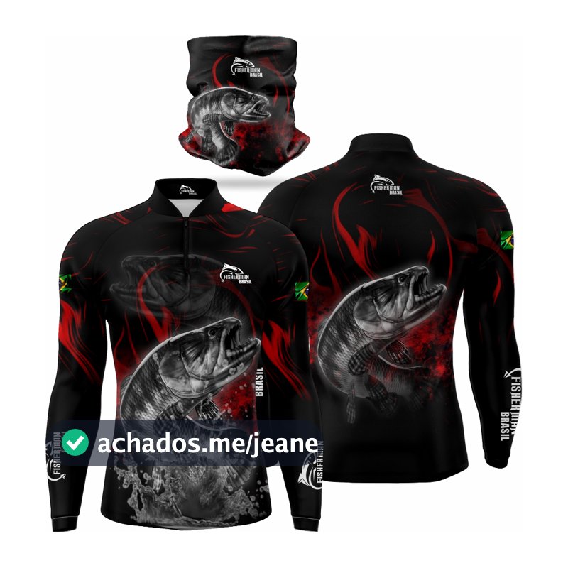 CAMISA BLUSA + BANDANA DE PESCA COM PROTEÇAO UV TRAIRA VEMELHAR