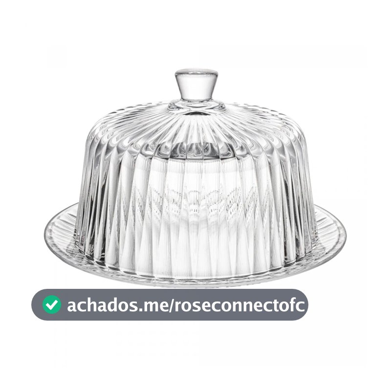 QUEIJEIRA DE VIDRO PORTA QUEIJO CANELADA ELEGANZA 20cm