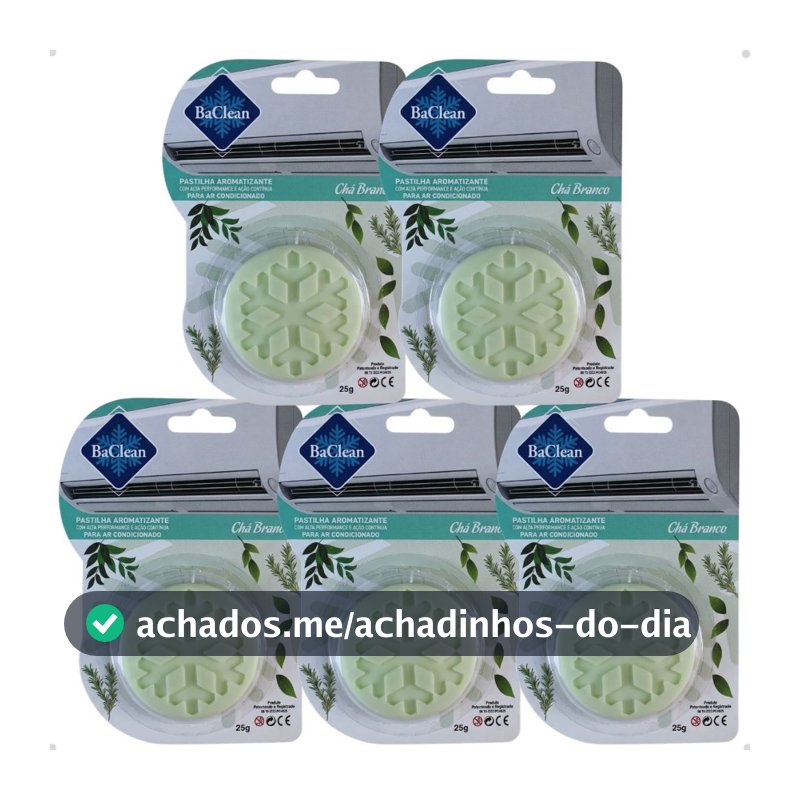 Kit 5 Pastilhas Aromatizantes BaClean Ar Condicionado Chá Branco