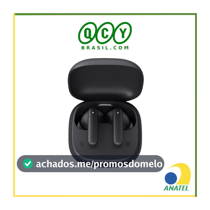 Fone de Ouvido QCY Buds T43 Sem Fio Bluetooth 5.3 Modo Baixa Latência, Certificado IPX4, até 35 Horas de Bateria