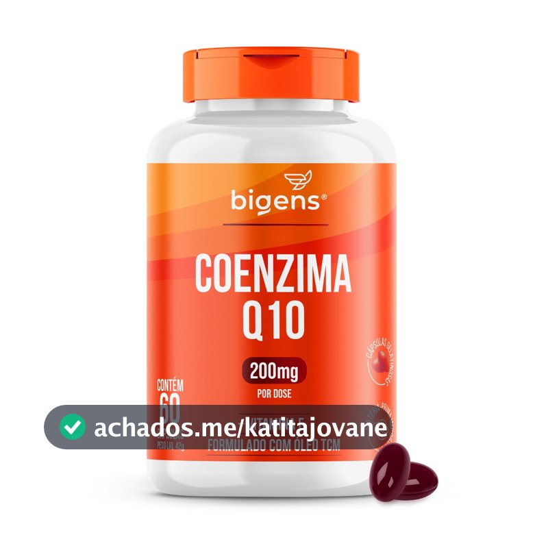 Coenzima Q10 200mg com vitamina E 10mg, alta concentração, 60 cápsulas, Bigens (Unidade)