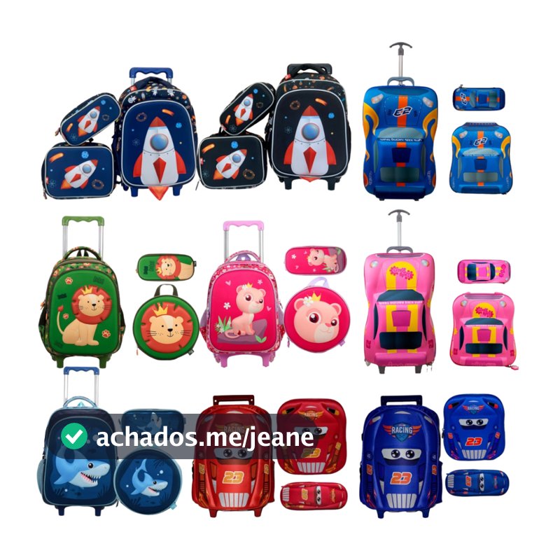 Kit escolar composto por mochila de rodinha, lancheira e estojo 3d YINS