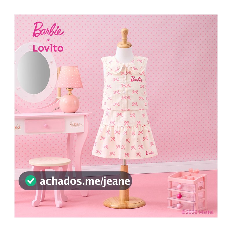 arbie™ X Lovito Kids Conjunto Saia Jacquard Babados Rosa Primavera/Verão Menina KSBL4PAD035