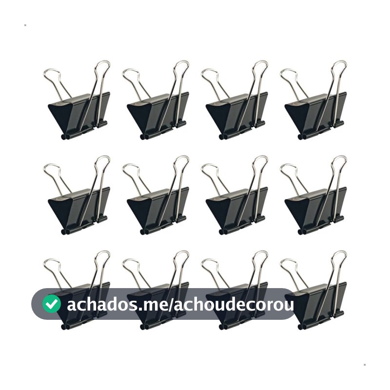 Kit 12 Unidades Clips Borboleta Prendedor De Papel Binder 15/19/25/32/41/51mm Preto