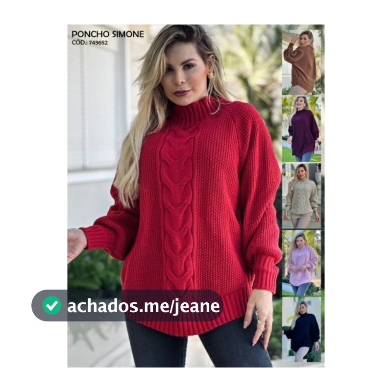 Blusa PLUS SIZE poncho blusão lã 48 a 54 tricot tricô LANÇAMENTO