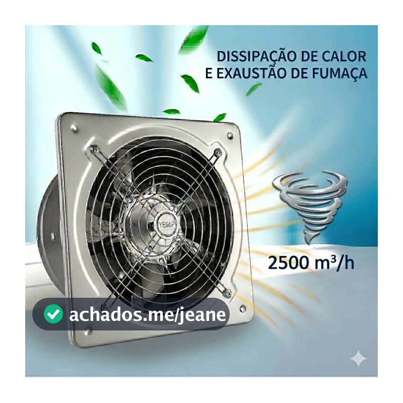 Exaustor Industrial 35cm Alta Pressão 2500m³/h – Motor Cobre Alta Vazão para Restaurante, Churrasqueira e Cozinha Yesop