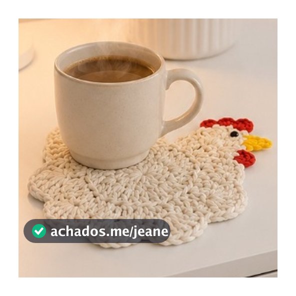 🐔 Descanso de Copo Galinha em Crochê Artesanal | Porta Copo ☕Farmhouse para Mesa Posta e Decoração💗