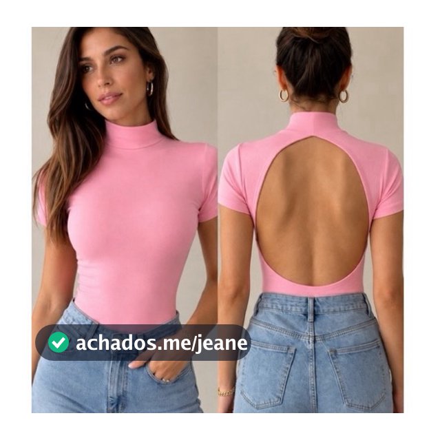 Body feminino gola alta e manga curta com Costa nua suplex premium (RITA)