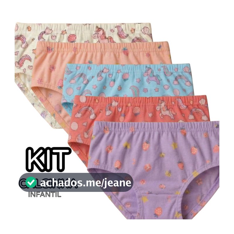 Kit Calcinha Infantil Tanga Algodão Kit Infantil Macio Tecido Algodão