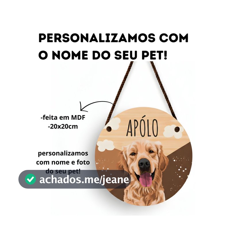 Placa decorativa Para Pets Animais Porta Decorativo Personalizado c/Nome e Foto Do seu Pet- MDF Placa Personalizada