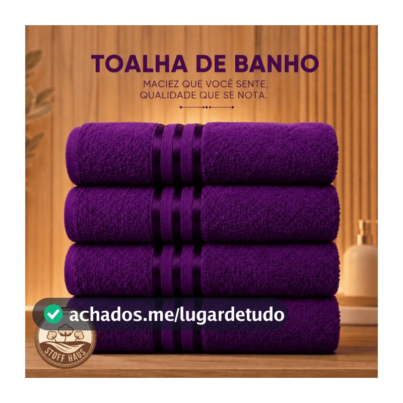 Kit 4 / 2 Toalha Banho Básica 100% Algodão 4 ou 2 Unidades Macia Confort Toque Macio Cores Sortidas
