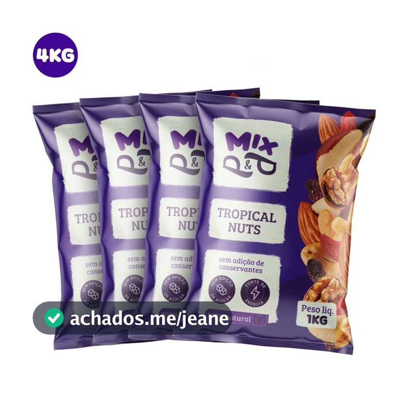 Mix Tropical Nuts P&P - Castanha de Caju/Pará/Amendoim/Amêndoas/Uva Passa/Nozes