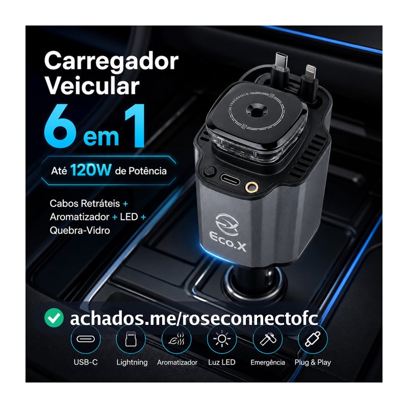 Carregador de Veiculo C4 45W Turbo Cabos Enrolaveis 80cm Monitor de Voltagem
