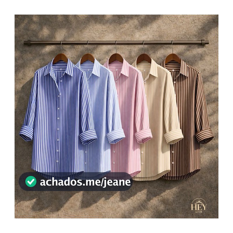 Camisa LISTRADA Social Feminina de Botão Manga Longa Blusa com Listras Finas