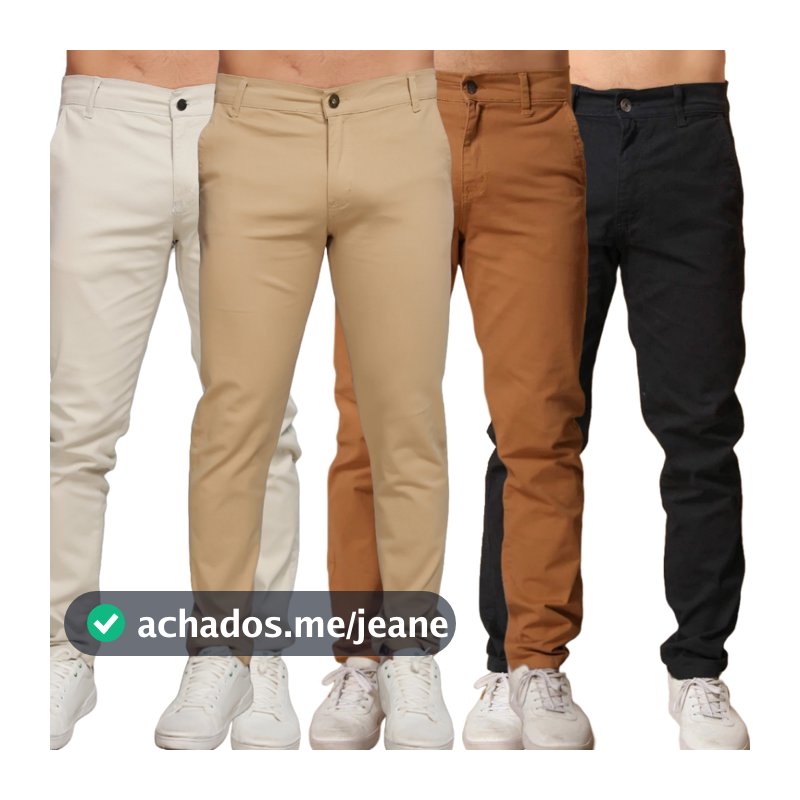 KIT2 Calças Sarja Masculina Alfaiataria Esporte Fino Bolso Faca Bolso Embutido