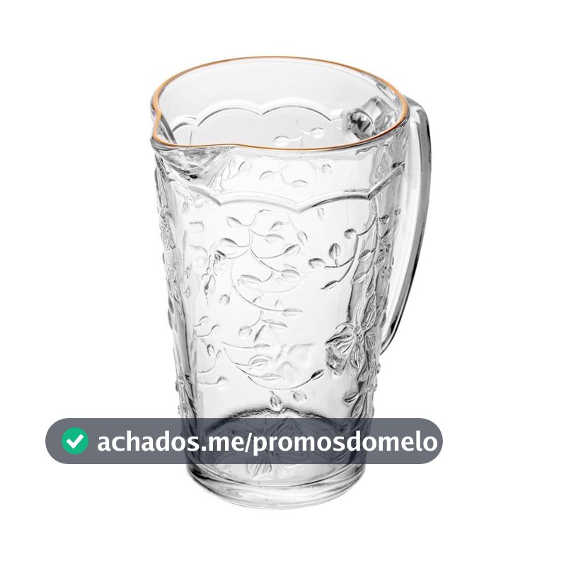Jarra 750ml New Butterfly Cristal Ecológico com Fio de Ouro Lyor para Água Sucos Bebidas Mesa Posta Elegante Casa Mini
