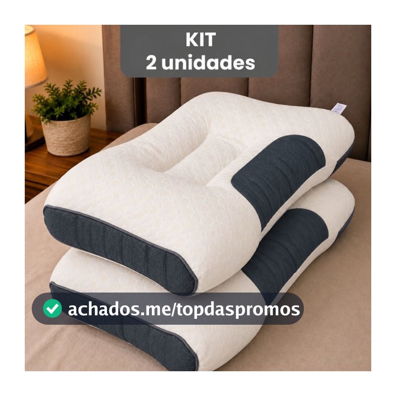 Kit 2 Travesseiro Cervical Ortopédico Ergonômico Confortavel Alivia Dores Coluna Melhora Postura
