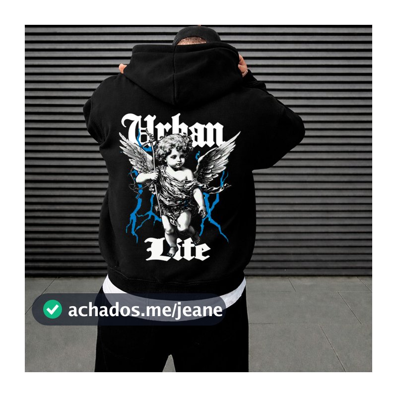 Blusa Moletom Masculina e Feminina  Streetwear Angel  Com Capuz e Bolso Unissex Flanelado