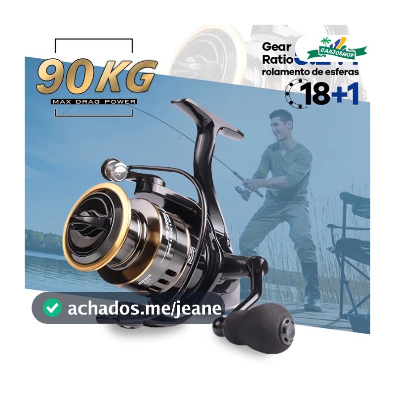 Molinete HE Série 1000-7000 Carretel em Metal Empunhadura EVA 10kg Limite Marítimo Oceânico