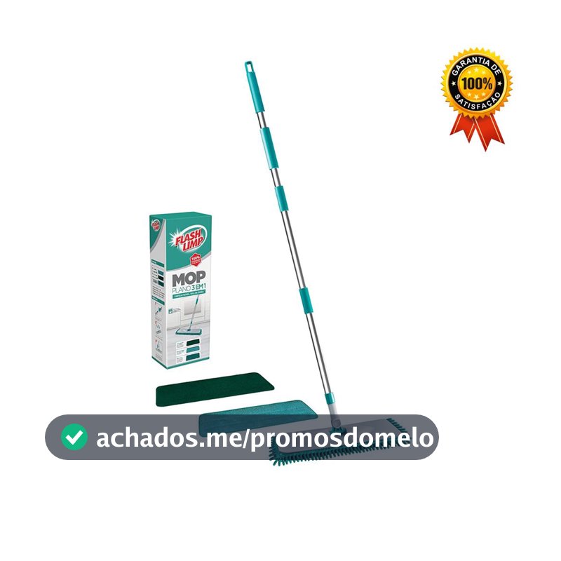 Mop Plano 3 Em 1 Limpeza Pesada, Seca E Umida MOP0617 Flash Limp