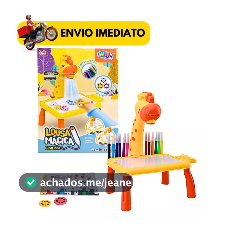 Brinquedo Mesa Projetora De Desenho Infantil Girafa Lousa Mágica Digital LCD