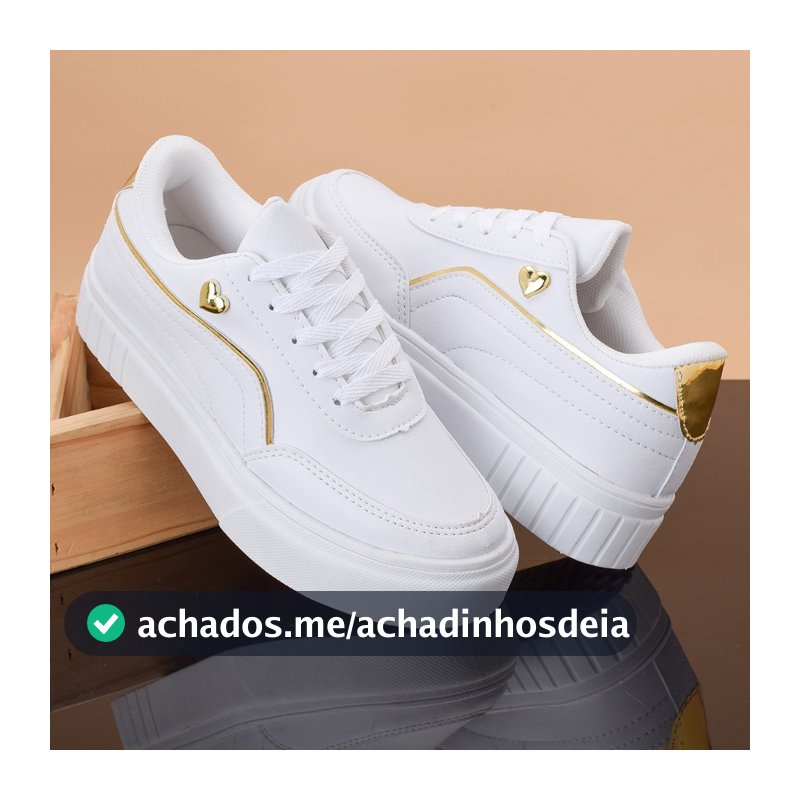 Tênis Feminino Casual Coração Branco Esportivo Academia Corrida Confortável Envio Imediato