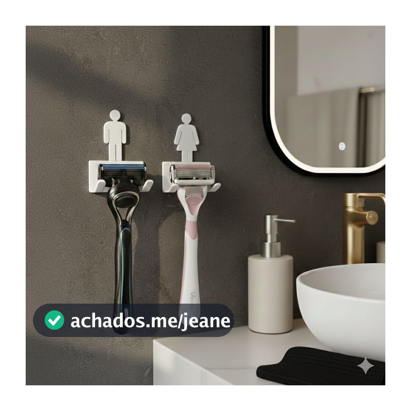 Suporte de Lâmina de Barbear Adesivo Moderno Masculino Feminino Banheiro Gancho Organizador Conjunto