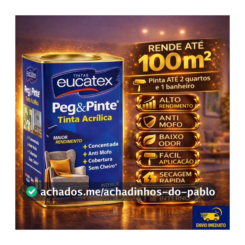 Tinta para parede Interna Econômica Anti Mofo Sem Cheiro Peg e Pinte Acrílica 18 Litros Eucatex
