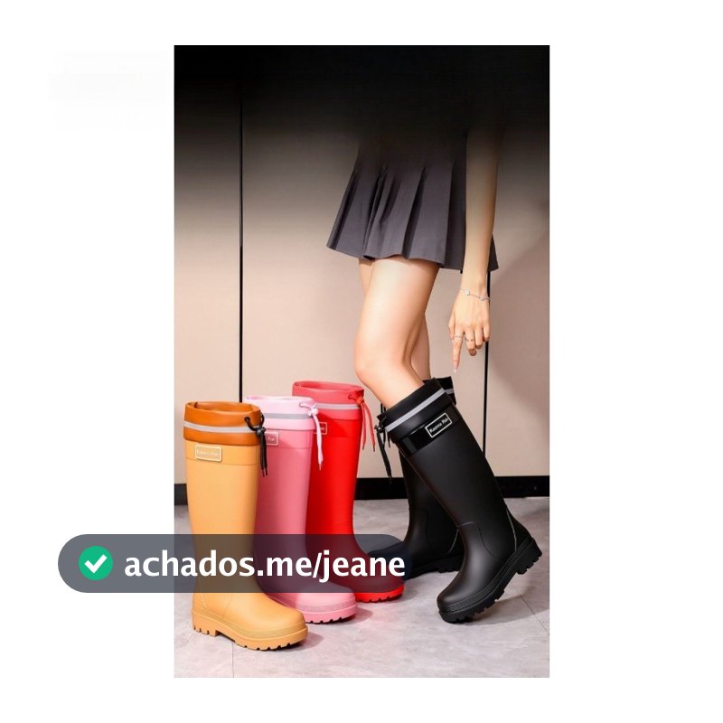 Botas De Chuva Femininas De Cano Alto De Parede Grossa , Antiderrapantes , Minimalistas , Impermeáveis WK1A