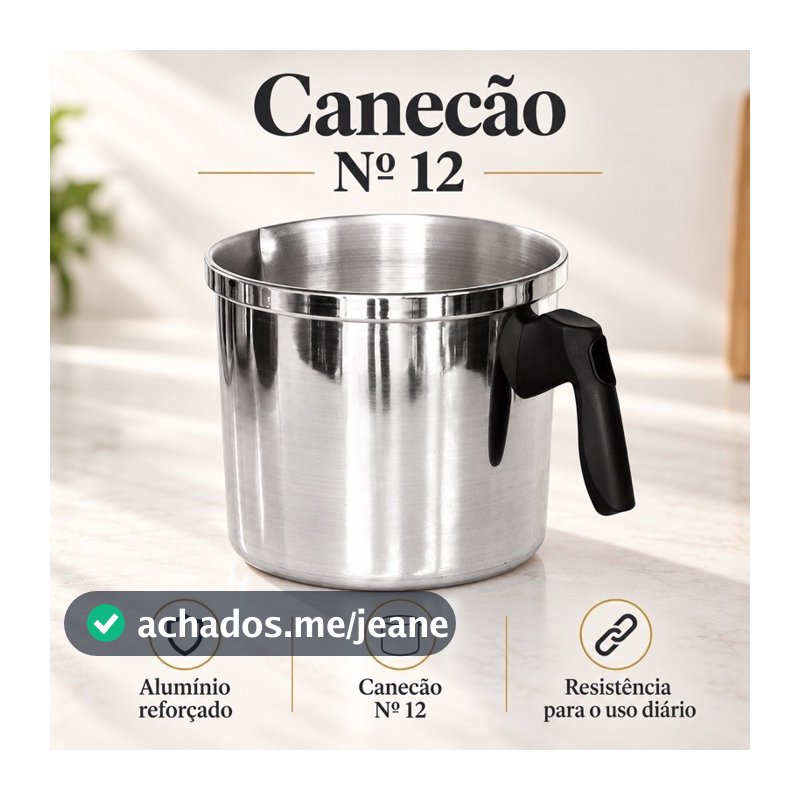 Canecão Fervedor Leiteira Caneco de Alumínio 12 Polido 1,26L – Resistente e Prático para o Dia a Dia para a sua cozinha