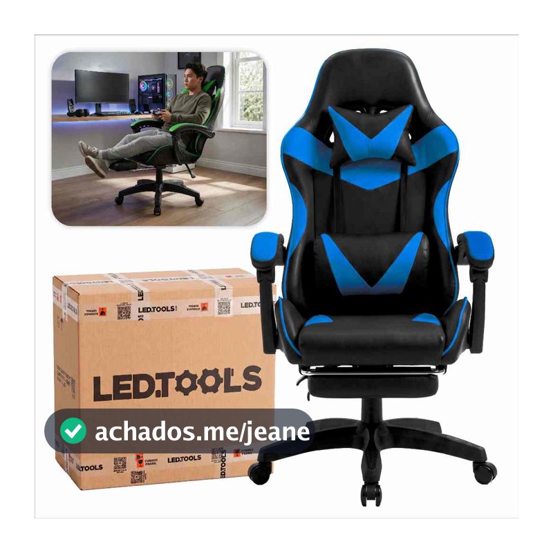 Cadeira Gamer E Escritorio Ergonômica Tecido Em Couro Encosto Regulável Com apoio Para Pés