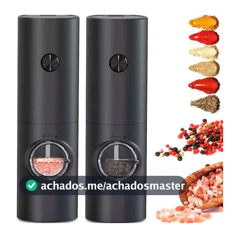 Moedor Elétrico de Sal e Pimenta com Ajuste de Granulagem para Cozinha