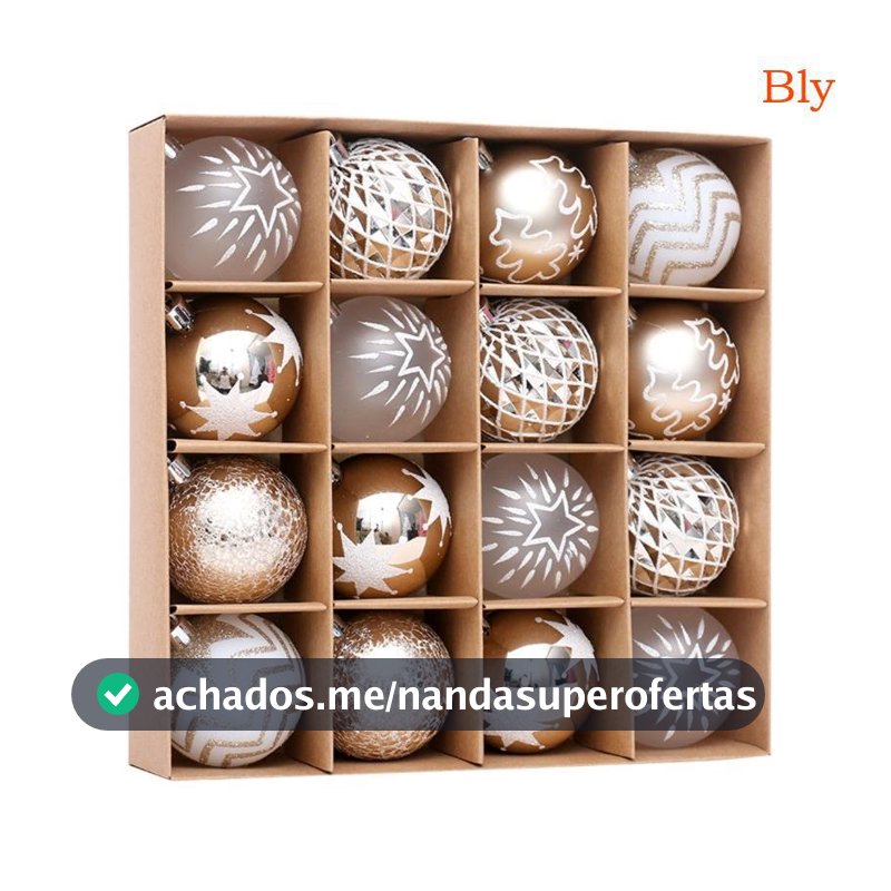 Bly 16 Peças Tradicional Champanhe Ouro Branco Decorações Para Árvores Natal Enfeite Bolas
