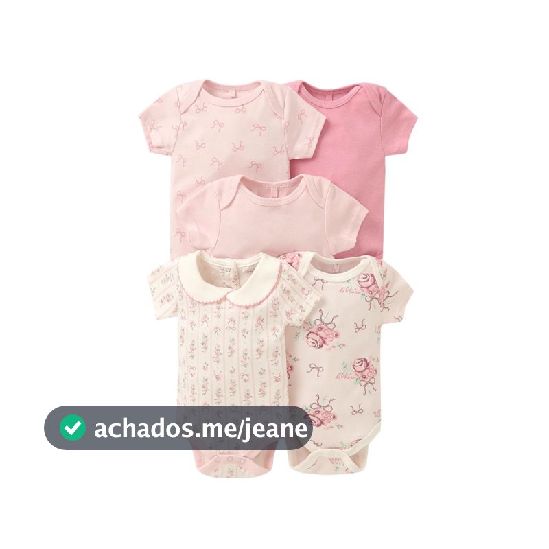 Kit 5 Pecas Body Bebe Manga Curta Algodao Suedine Meninos e meninas-Gama completa de produtos na loja